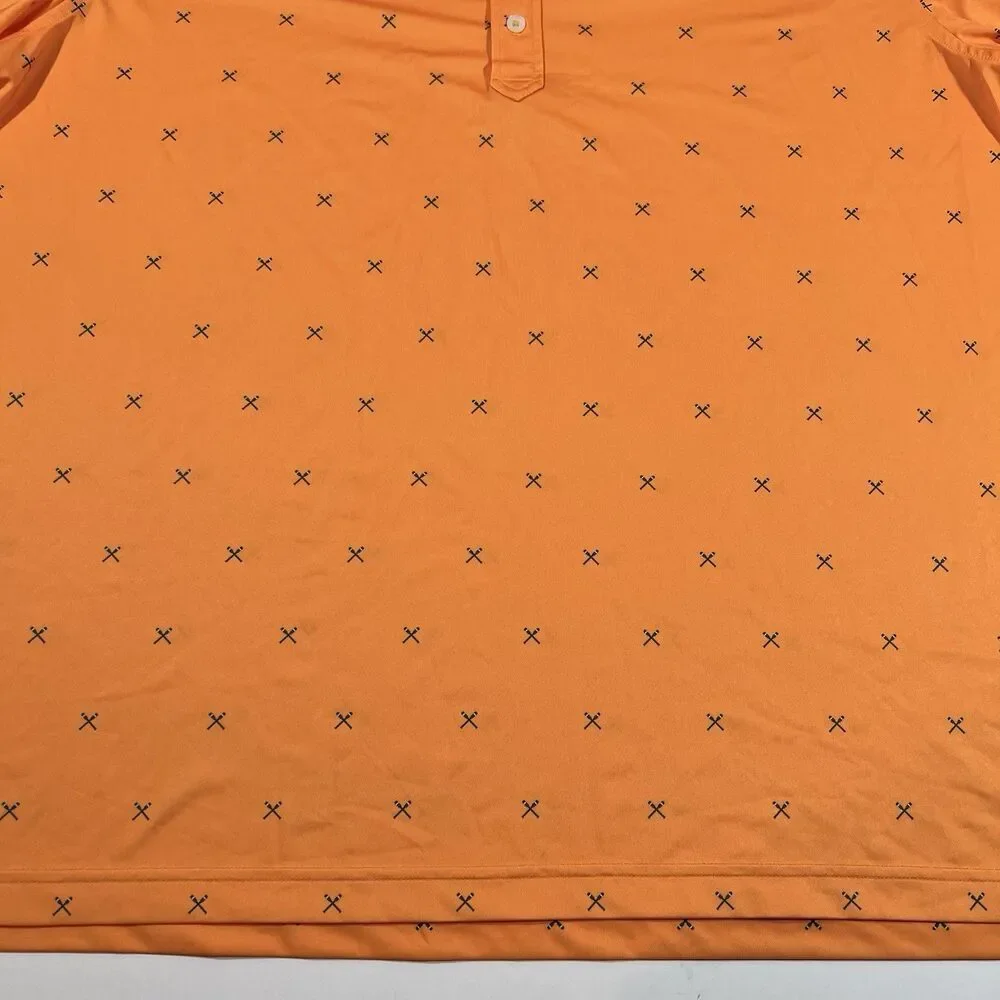Donald Ross Sport Orange All Over Print Short Sleeve Golf Polo Shirt Men's XL - Picture 2 of 8